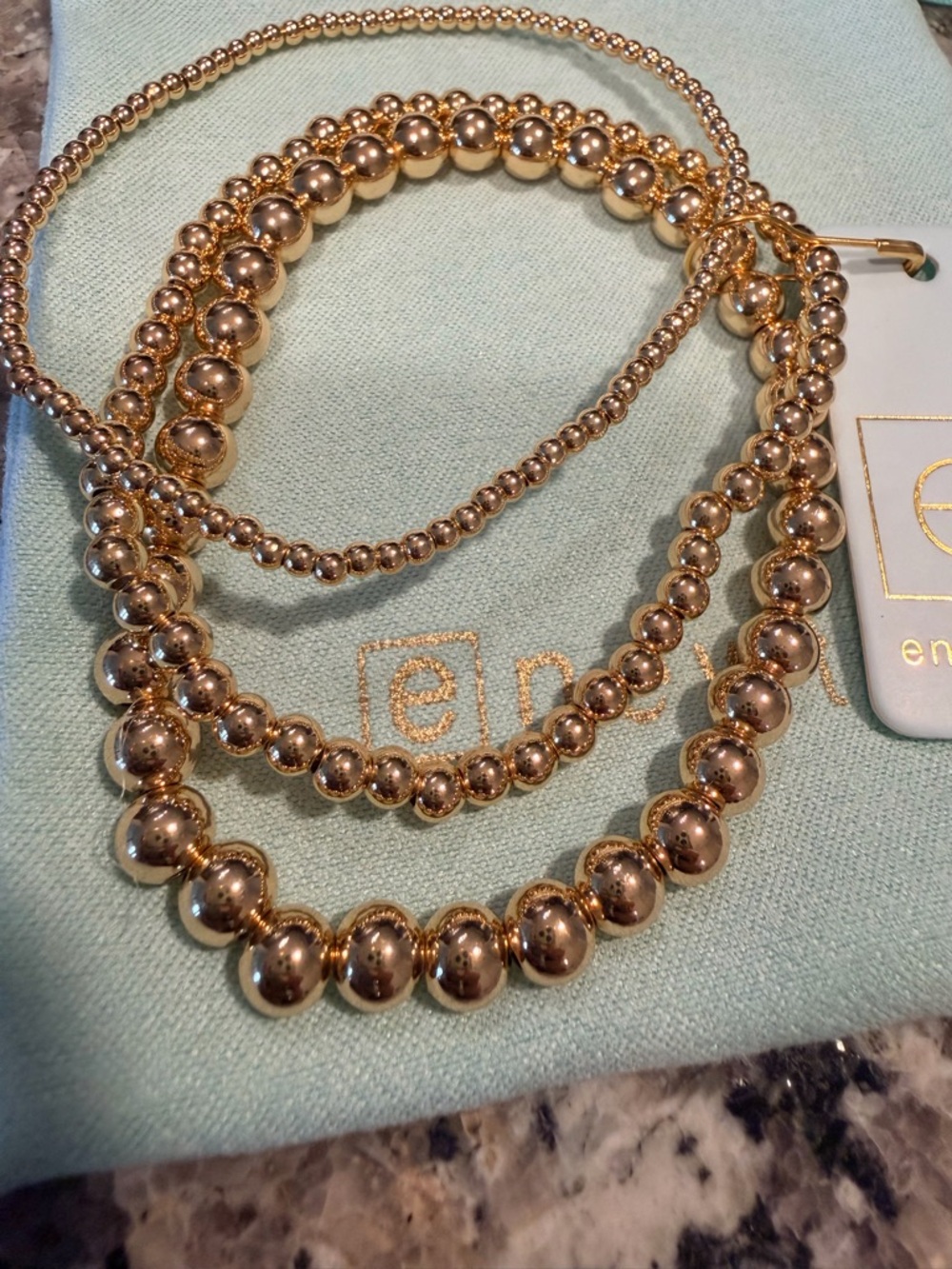 Enewton Set of 3 Gold Beaded Stretch Bracelets NWT! - Picture 4 of 6